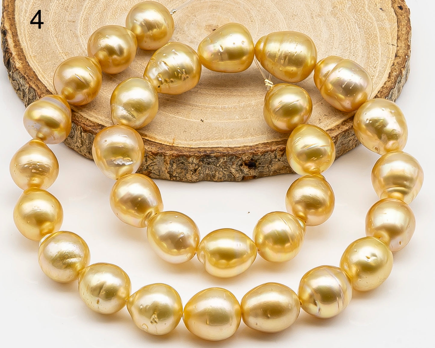 12-13mm Golden South Sea Pearl with High Luster and Blemishes, Natural Color Pearls, for Jewelry Making, Full Strand, SKU # 3327GS
