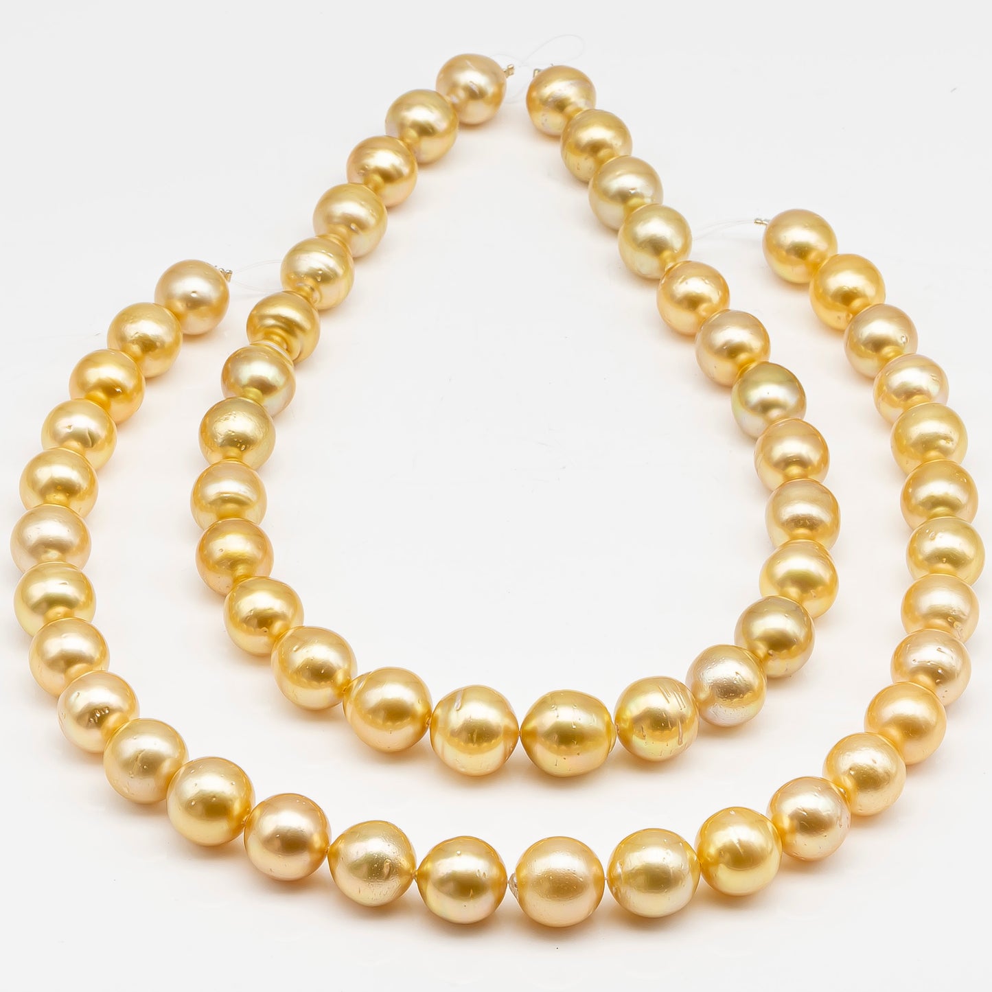 13-15mm Golden South Sea Pearl with High Luster and Blemishes, Natural Color Pearls, for Jewelry Making, Full Strand, SKU # 3328GS