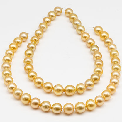 13-15mm Golden South Sea Pearl with High Luster and Blemishes, Natural Color Pearls, for Jewelry Making, Full Strand, SKU # 3328GS