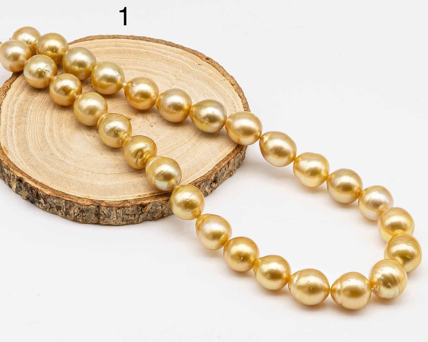 13-15mm Golden South Sea Pearl with High Luster and Blemishes, Natural Color Pearls, for Jewelry Making, Full Strand, SKU # 3328GS