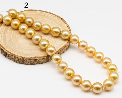 13-15mm Golden South Sea Pearl with High Luster and Blemishes, Natural Color Pearls, for Jewelry Making, Full Strand, SKU # 3328GS