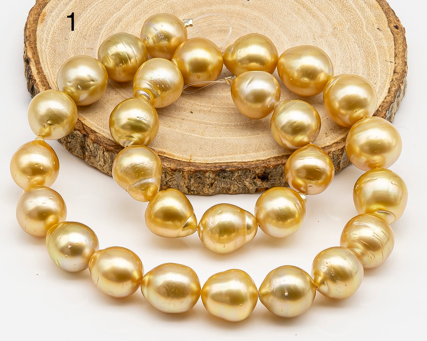 13-15mm Golden South Sea Pearl with High Luster and Blemishes, Natural Color Pearls, for Jewelry Making, Full Strand, SKU # 3328GS