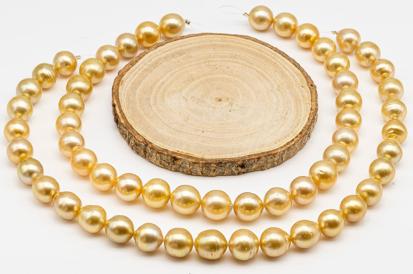 13-15mm Golden South Sea Pearl with High Luster and Blemishes, Natural Color Pearls, for Jewelry Making, Full Strand, SKU # 3328GS