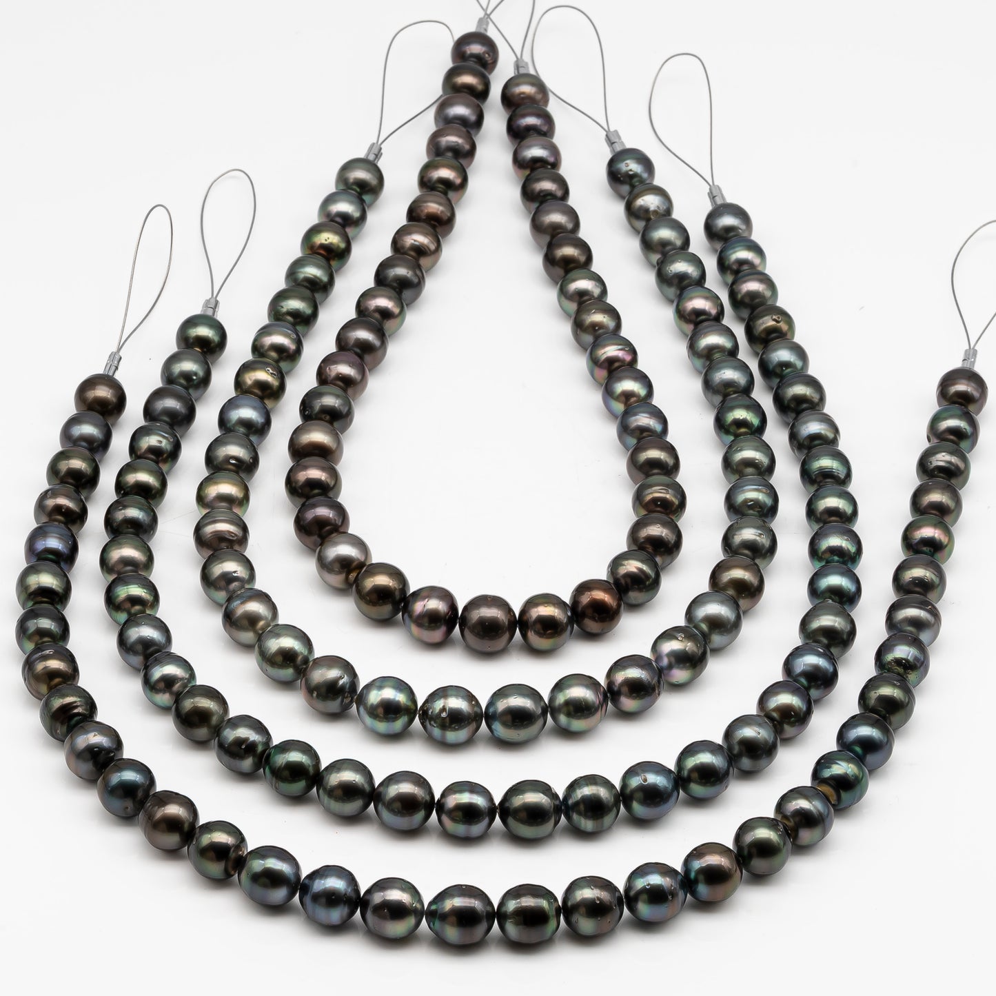 11-12mm Tahitian Pearl in Full Strand with Minor Blemishe, Natural Colors , Temporarily Strung Black Pearls for Jewelry Making, SKU # 3329TH