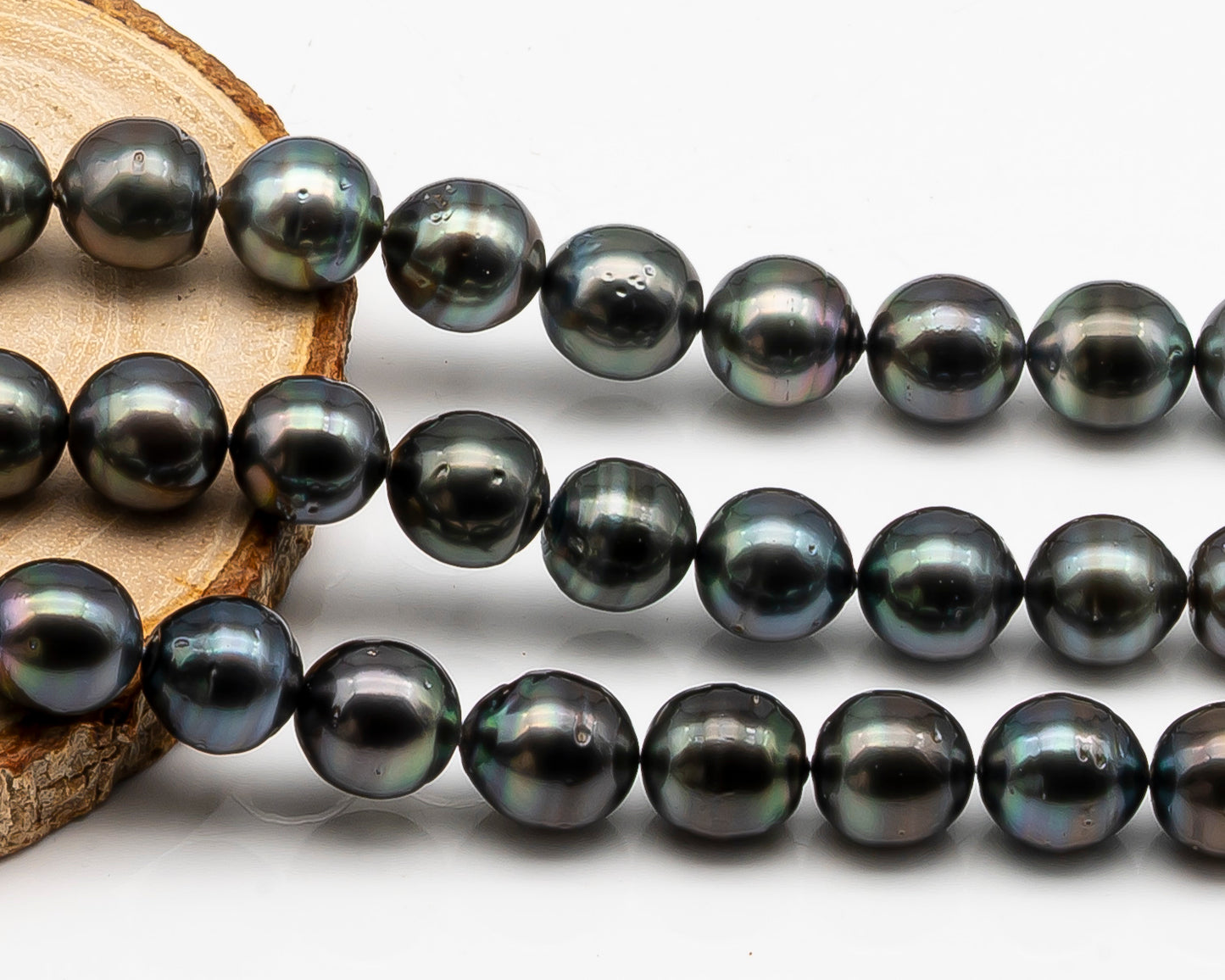 11-12mm Tahitian Pearl in Full Strand with Minor Blemishe, Natural Colors , Temporarily Strung Black Pearls for Jewelry Making, SKU # 3329TH