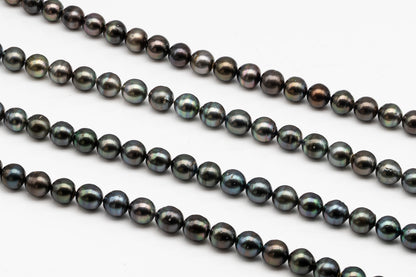 11-12mm Tahitian Pearl in Full Strand with Minor Blemishe, Natural Colors , Temporarily Strung Black Pearls for Jewelry Making, SKU # 3329TH