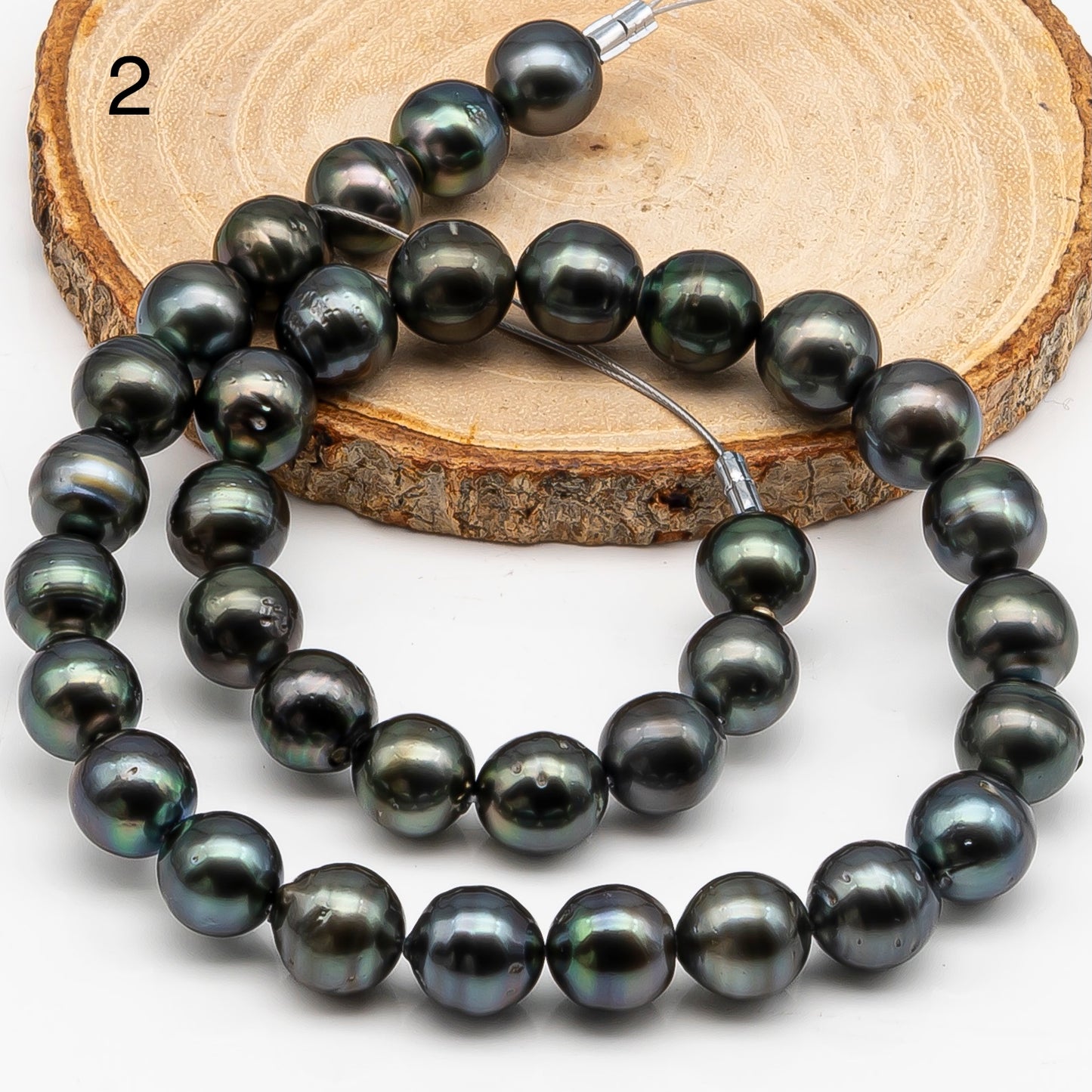 11-12mm Tahitian Pearl in Full Strand with Minor Blemishe, Natural Colors , Temporarily Strung Black Pearls for Jewelry Making, SKU # 3329TH