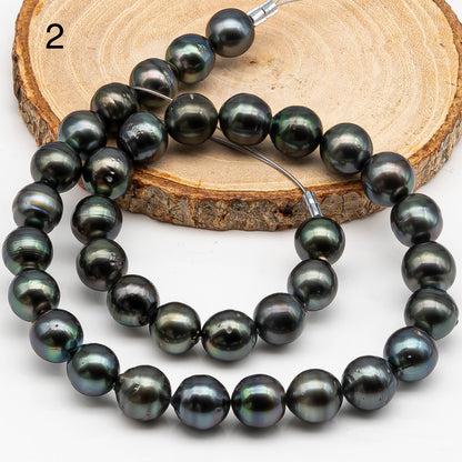 11-12mm Tahitian Pearl in Full Strand with Minor Blemishe, Natural Colors , Temporarily Strung Black Pearls for Jewelry Making, SKU # 3329TH