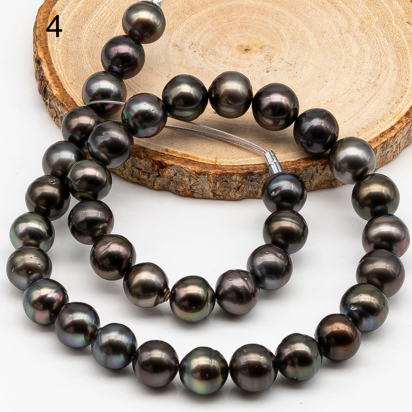 11-12mm Tahitian Pearl in Full Strand with Minor Blemishe, Natural Colors , Temporarily Strung Black Pearls for Jewelry Making, SKU # 3329TH