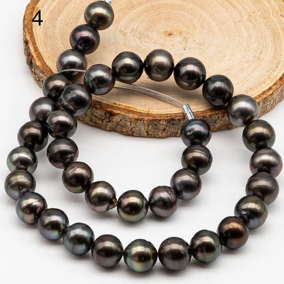 11-12mm Tahitian Pearl in Full Strand with Minor Blemishe, Natural Colors , Temporarily Strung Black Pearls for Jewelry Making, SKU # 3329TH