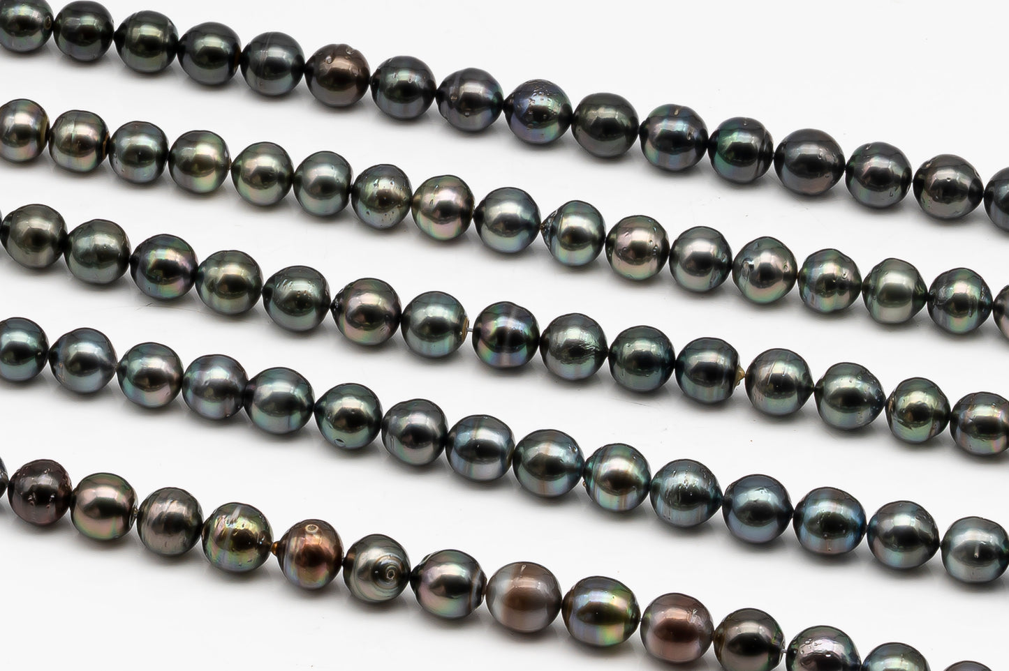 10-11mm Tahitian Pearl in Full Strand with Minor Blemishe, Natural Colors , Temporarily Strung Black Pearls for Jewelry Making, SKU # 3330TH