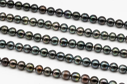 10-11mm Tahitian Pearl in Full Strand with Minor Blemishe, Natural Colors , Temporarily Strung Black Pearls for Jewelry Making, SKU # 3330TH
