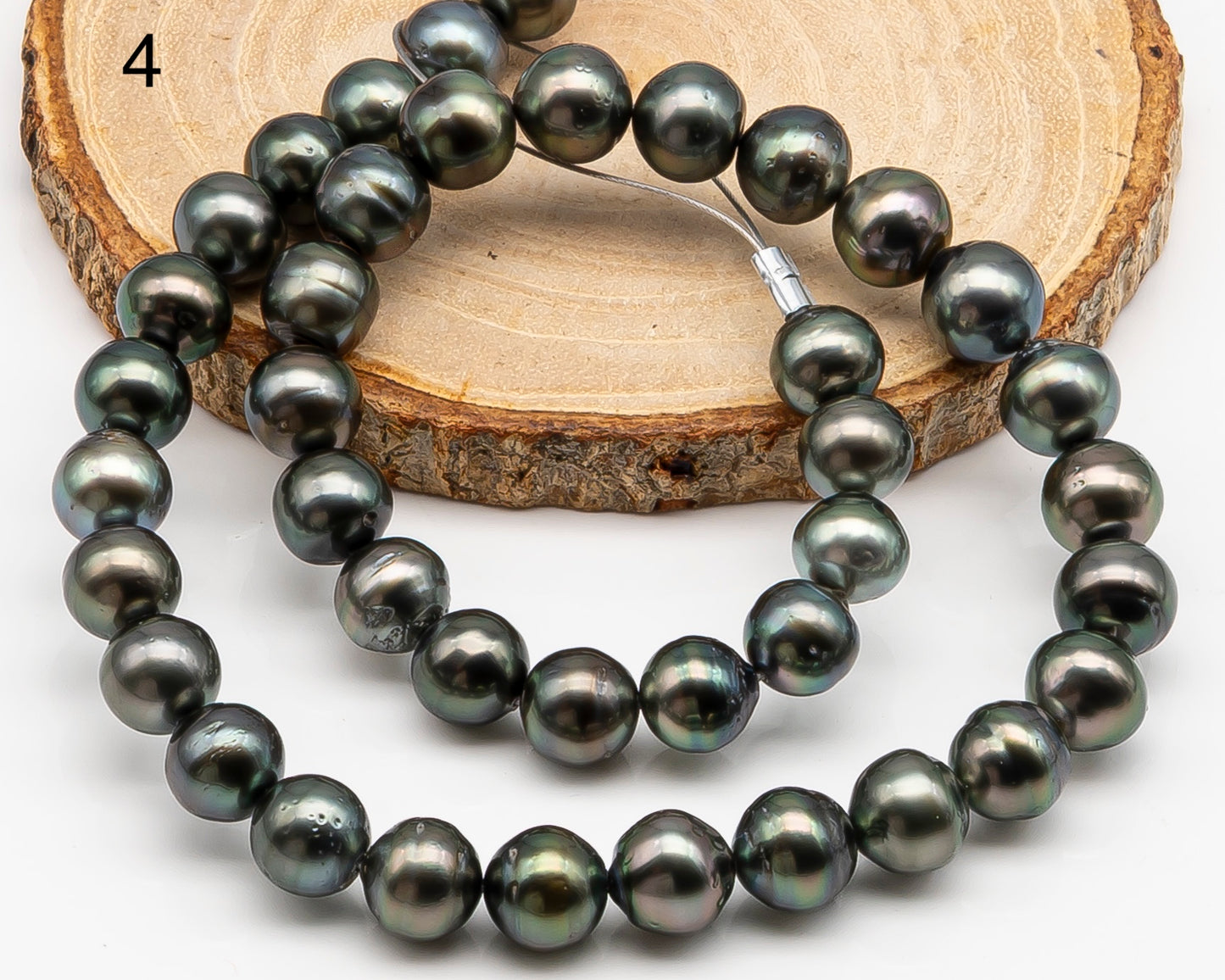 10-11mm Tahitian Pearl in Full Strand with Minor Blemishe, Natural Colors , Temporarily Strung Black Pearls for Jewelry Making, SKU # 3330TH
