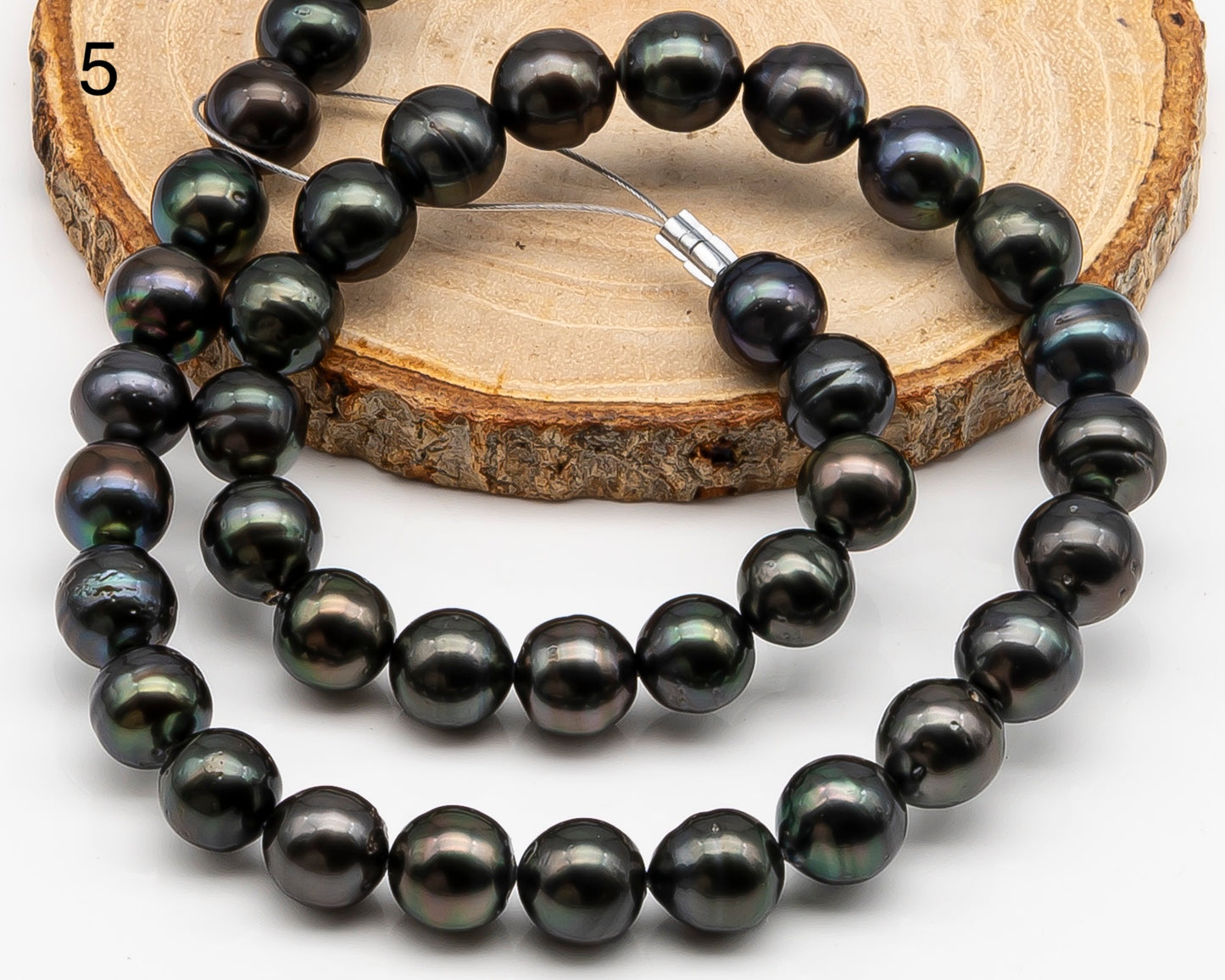 10-11mm Tahitian Pearl in Full Strand with Minor Blemishe, Natural Colors , Temporarily Strung Black Pearls for Jewelry Making, SKU # 3330TH