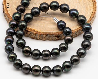 10-11mm Tahitian Pearl in Full Strand with Minor Blemishe, Natural Colors , Temporarily Strung Black Pearls for Jewelry Making, SKU # 3330TH