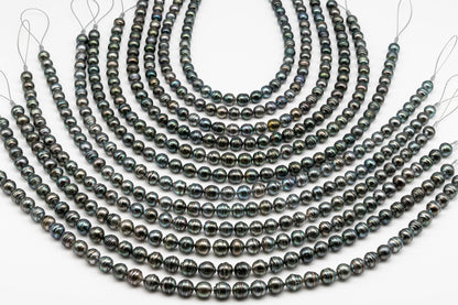 8, 9,10mm Tahitian Pearl in Full Strand with Minor Blemishe, Natural Colors , Temporarily Strung Black Pearls for Jewelry Making, SKU # 3331TH