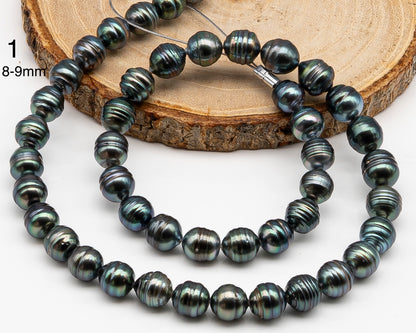 8, 9,10mm Tahitian Pearl in Full Strand with Minor Blemishe, Natural Colors , Temporarily Strung Black Pearls for Jewelry Making, SKU # 3331TH