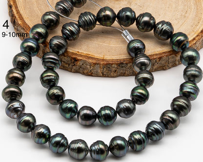 8, 9,10mm Tahitian Pearl in Full Strand with Minor Blemishe, Natural Colors , Temporarily Strung Black Pearls for Jewelry Making, SKU # 3331TH