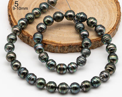 8, 9,10mm Tahitian Pearl in Full Strand with Minor Blemishe, Natural Colors , Temporarily Strung Black Pearls for Jewelry Making, SKU # 3331TH
