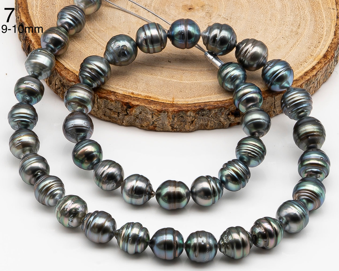 8, 9,10mm Tahitian Pearl in Full Strand with Minor Blemishe, Natural Colors , Temporarily Strung Black Pearls for Jewelry Making, SKU # 3331TH