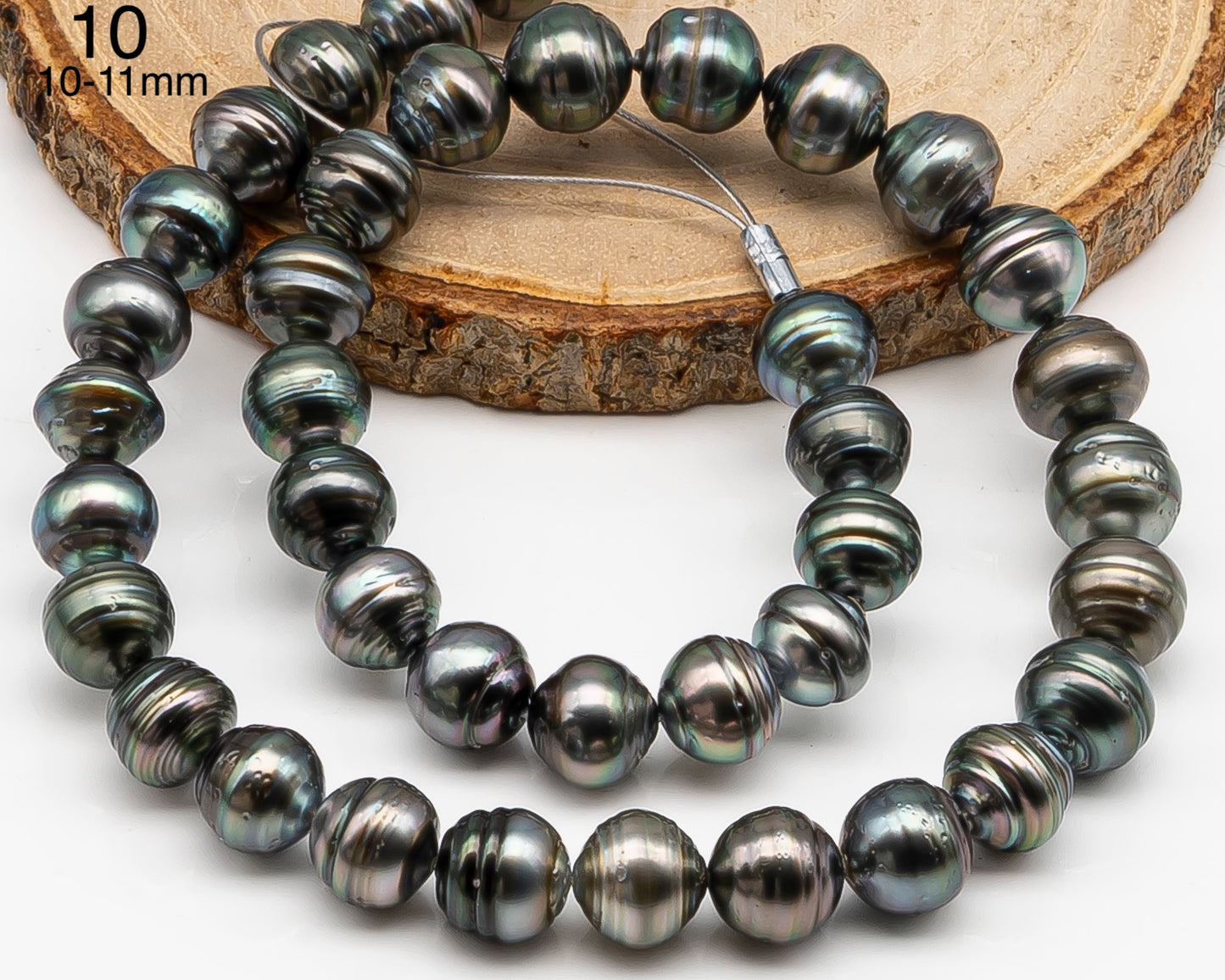 8, 9,10mm Tahitian Pearl in Full Strand with Minor Blemishe, Natural Colors , Temporarily Strung Black Pearls for Jewelry Making, SKU # 3331TH