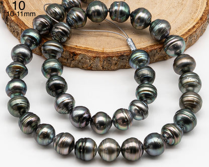 8, 9,10mm Tahitian Pearl in Full Strand with Minor Blemishe, Natural Colors , Temporarily Strung Black Pearls for Jewelry Making, SKU # 3331TH