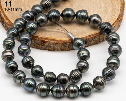 8, 9,10mm Tahitian Pearl in Full Strand with Minor Blemishe, Natural Colors , Temporarily Strung Black Pearls for Jewelry Making, SKU # 3331TH