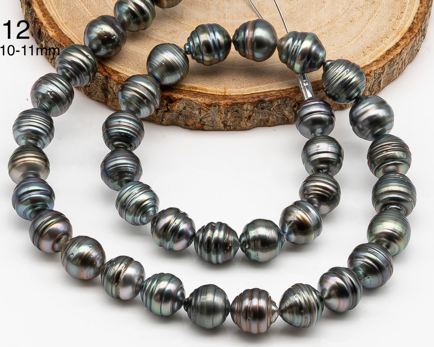 8, 9,10mm Tahitian Pearl in Full Strand with Minor Blemishe, Natural Colors , Temporarily Strung Black Pearls for Jewelry Making, SKU # 3331TH
