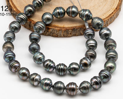 8, 9,10mm Tahitian Pearl in Full Strand with Minor Blemishe, Natural Colors , Temporarily Strung Black Pearls for Jewelry Making, SKU # 3331TH