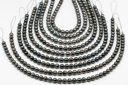 9-10mm Tahitian Pearl in Full Strand with Minor Blemishe, Natural Colors , Temporarily Strung Black Pearls for Jewelry Making, SKU # 3332TH