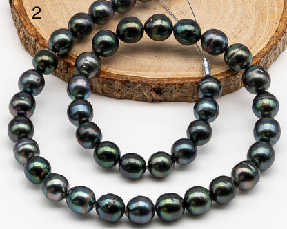 9-10mm Tahitian Pearl in Full Strand with Minor Blemishe, Natural Colors , Temporarily Strung Black Pearls for Jewelry Making, SKU # 3332TH
