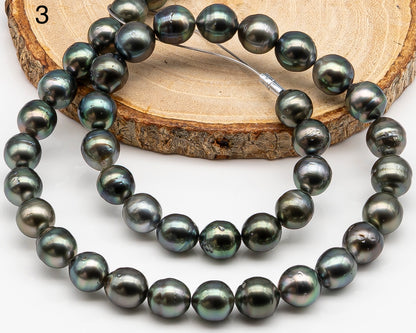 9-10mm Tahitian Pearl in Full Strand with Minor Blemishe, Natural Colors , Temporarily Strung Black Pearls for Jewelry Making, SKU # 3332TH