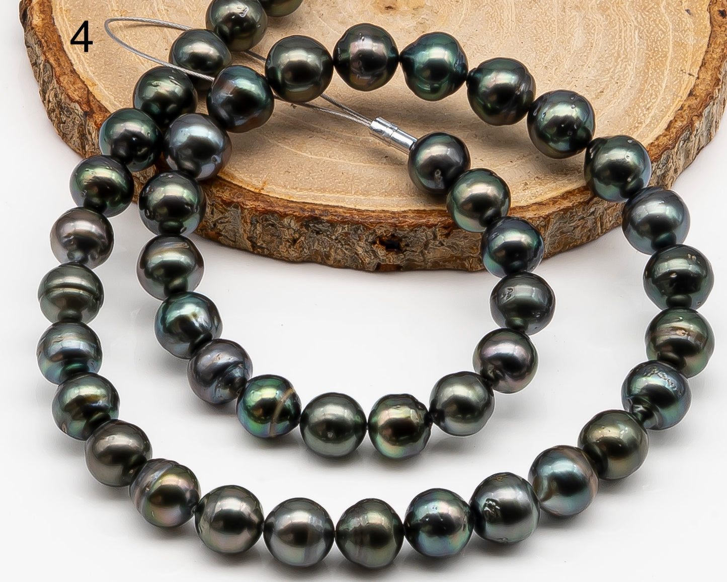 9-10mm Tahitian Pearl in Full Strand with Minor Blemishe, Natural Colors , Temporarily Strung Black Pearls for Jewelry Making, SKU # 3332TH