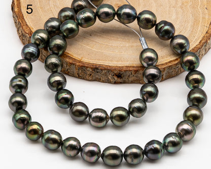 9-10mm Tahitian Pearl in Full Strand with Minor Blemishe, Natural Colors , Temporarily Strung Black Pearls for Jewelry Making, SKU # 3332TH