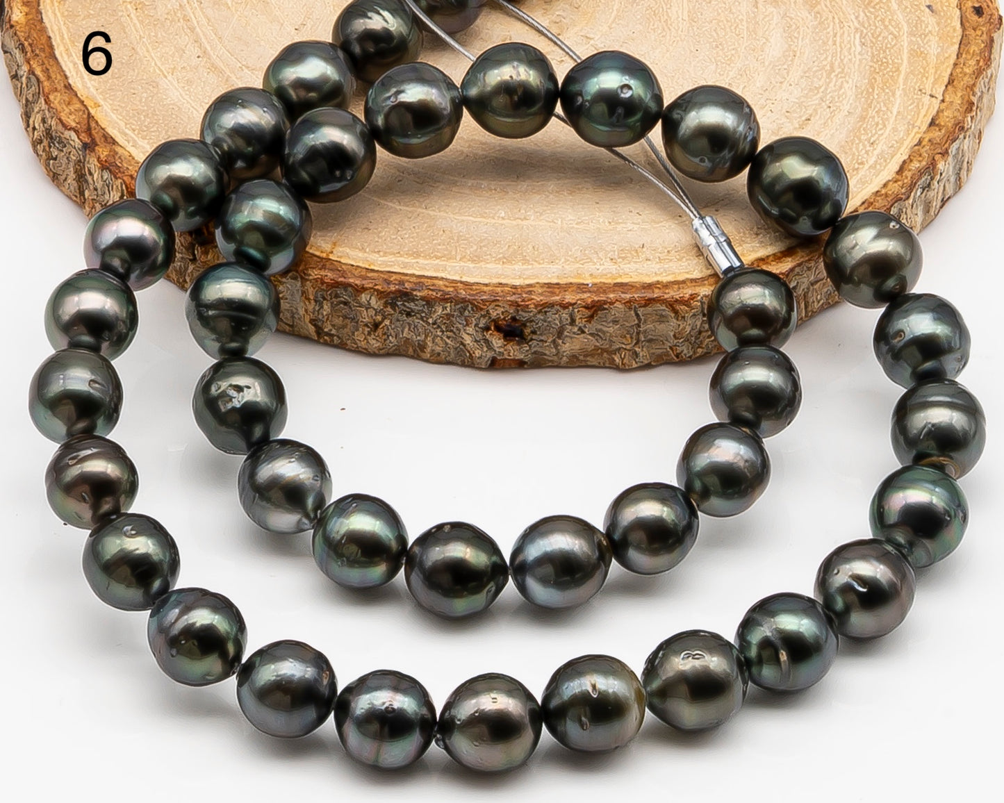 9-10mm Tahitian Pearl in Full Strand with Minor Blemishe, Natural Colors , Temporarily Strung Black Pearls for Jewelry Making, SKU # 3332TH