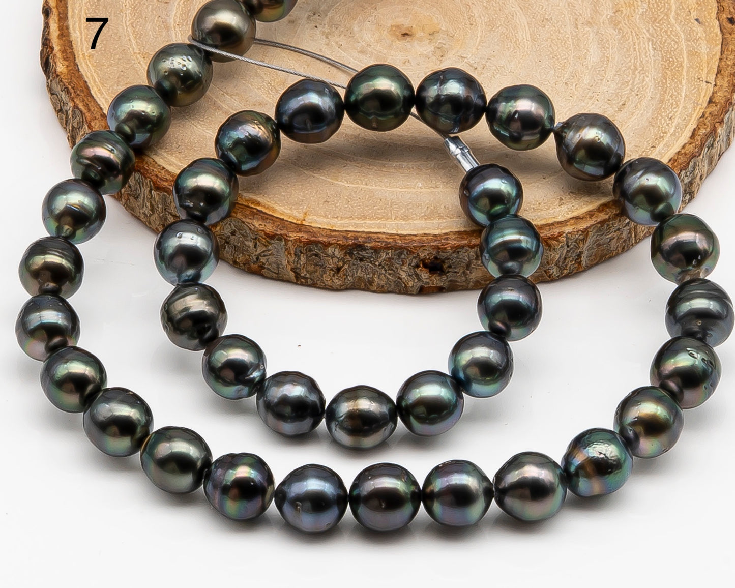 9-10mm Tahitian Pearl in Full Strand with Minor Blemishe, Natural Colors , Temporarily Strung Black Pearls for Jewelry Making, SKU # 3332TH