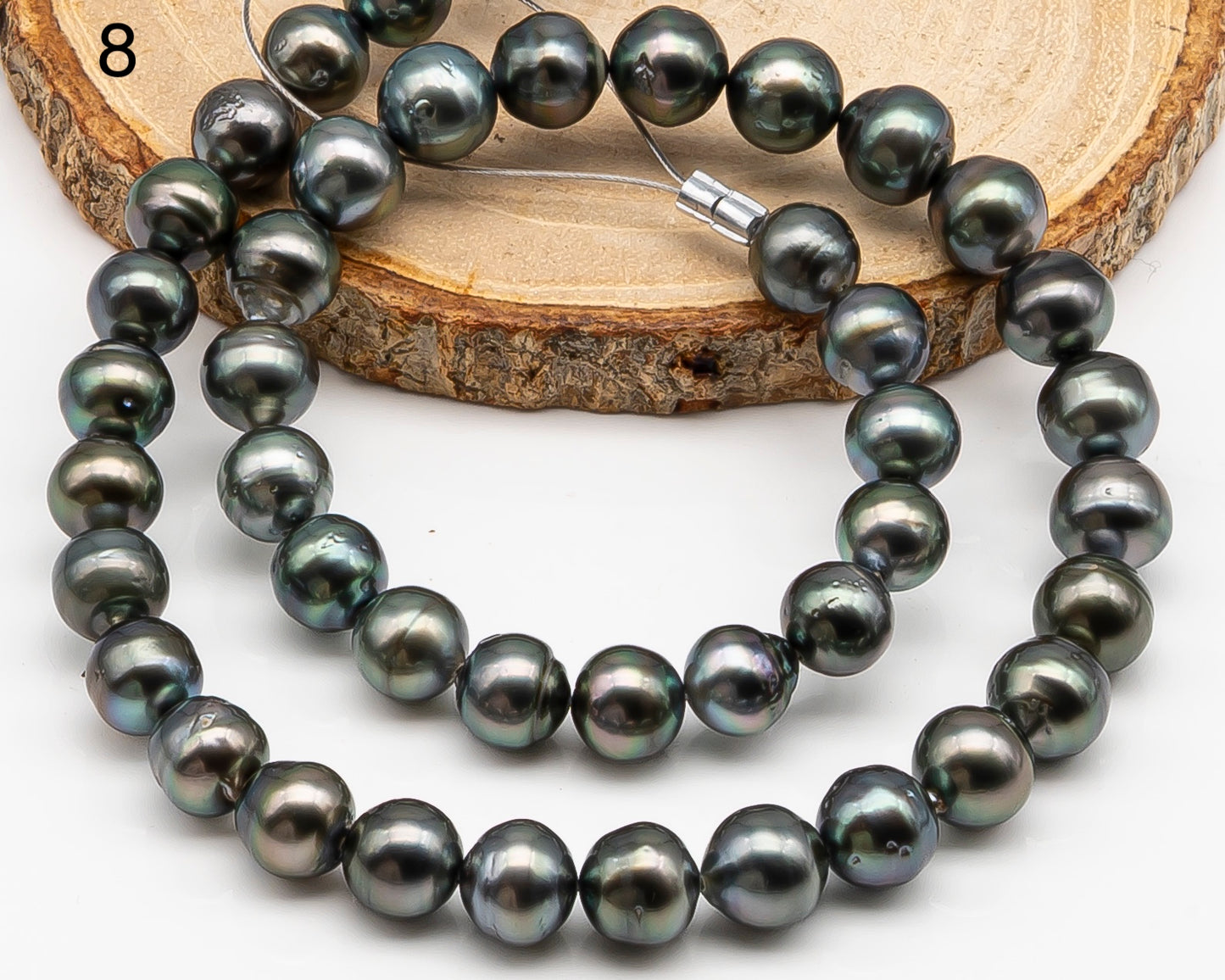 9-10mm Tahitian Pearl in Full Strand with Minor Blemishe, Natural Colors , Temporarily Strung Black Pearls for Jewelry Making, SKU # 3332TH
