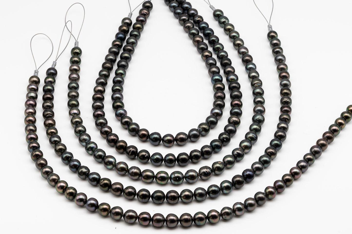 9-10mm Tahitian Pearl in Full Strand with Minor Blemishe, Natural Colors , Temporarily Strung Black Pearls for Jewelry Making, SKU # 3333TH