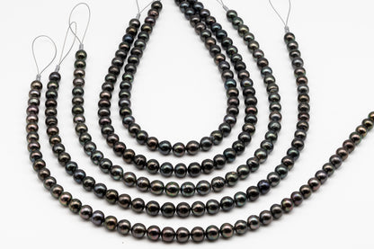 9-10mm Tahitian Pearl in Full Strand with Minor Blemishe, Natural Colors , Temporarily Strung Black Pearls for Jewelry Making, SKU # 3333TH