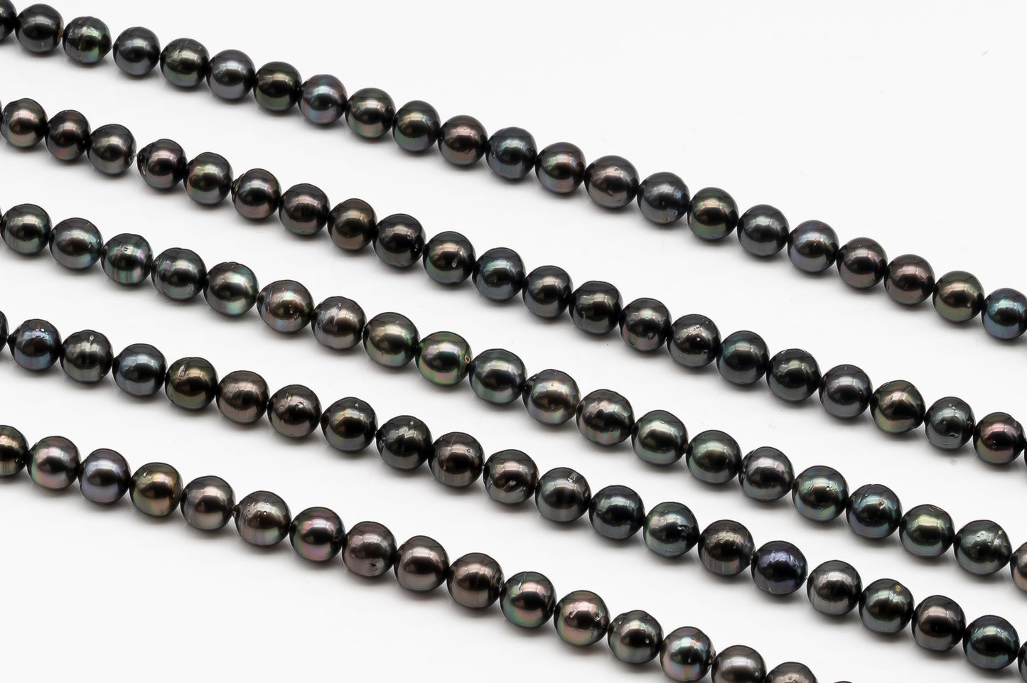 9-10mm Tahitian Pearl in Full Strand with Minor Blemishe, Natural Colors , Temporarily Strung Black Pearls for Jewelry Making, SKU # 3333TH