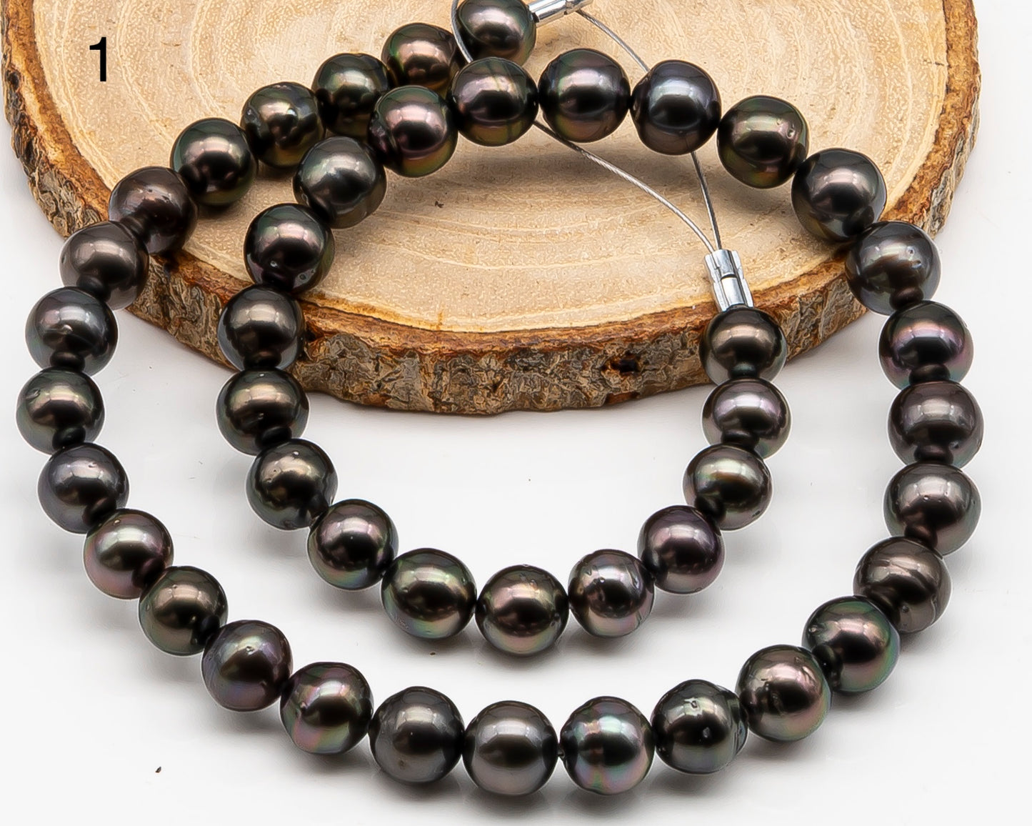 9-10mm Tahitian Pearl in Full Strand with Minor Blemishe, Natural Colors , Temporarily Strung Black Pearls for Jewelry Making, SKU # 3333TH