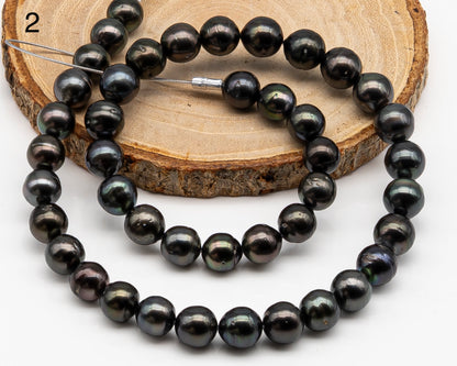 9-10mm Tahitian Pearl in Full Strand with Minor Blemishe, Natural Colors , Temporarily Strung Black Pearls for Jewelry Making, SKU # 3333TH