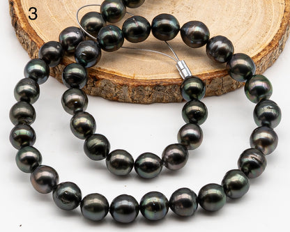 9-10mm Tahitian Pearl in Full Strand with Minor Blemishe, Natural Colors , Temporarily Strung Black Pearls for Jewelry Making, SKU # 3333TH