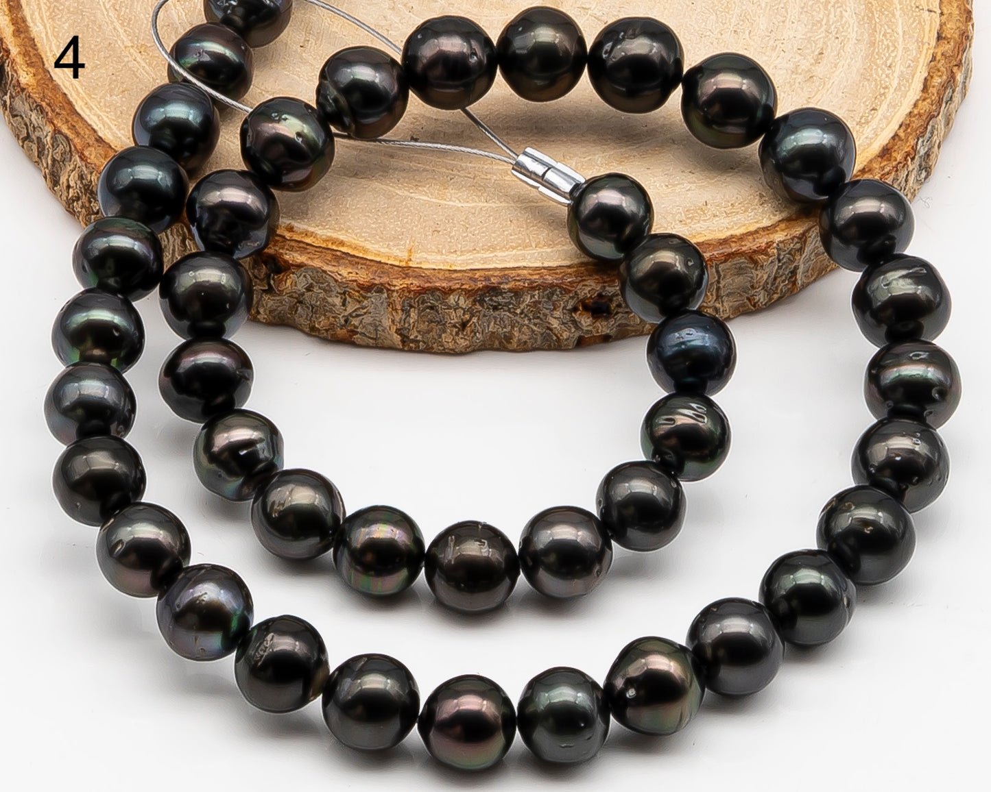 9-10mm Tahitian Pearl in Full Strand with Minor Blemishe, Natural Colors , Temporarily Strung Black Pearls for Jewelry Making, SKU # 3333TH