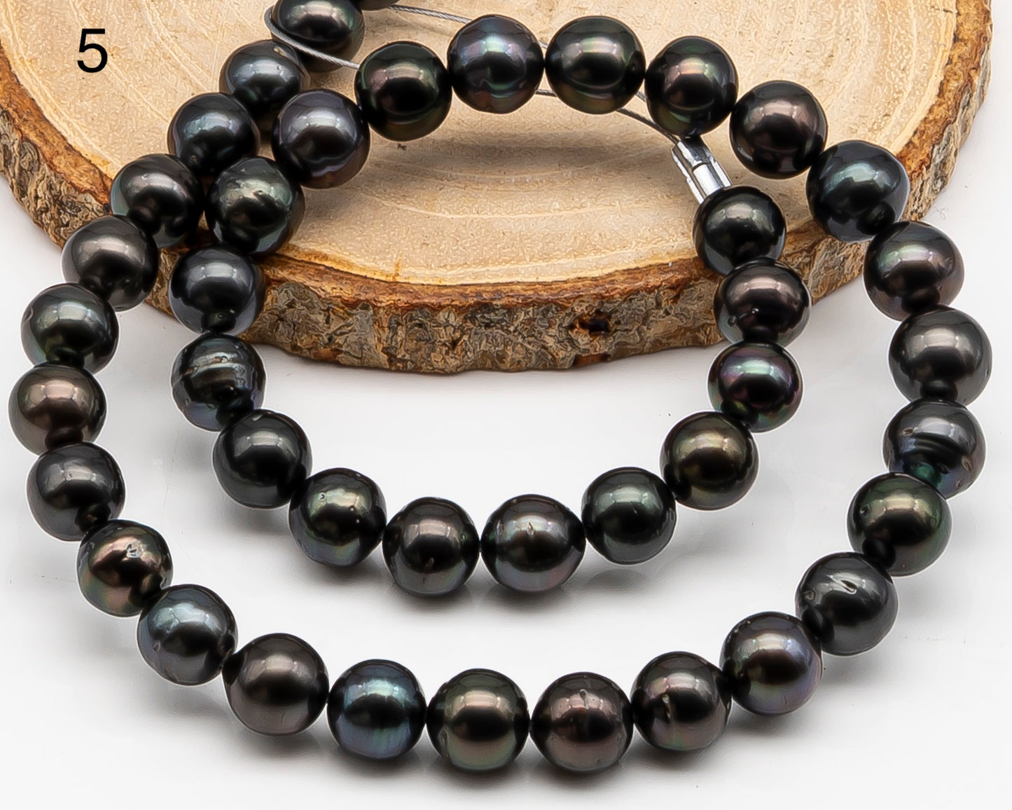 9-10mm Tahitian Pearl in Full Strand with Minor Blemishe, Natural Colors , Temporarily Strung Black Pearls for Jewelry Making, SKU # 3333TH
