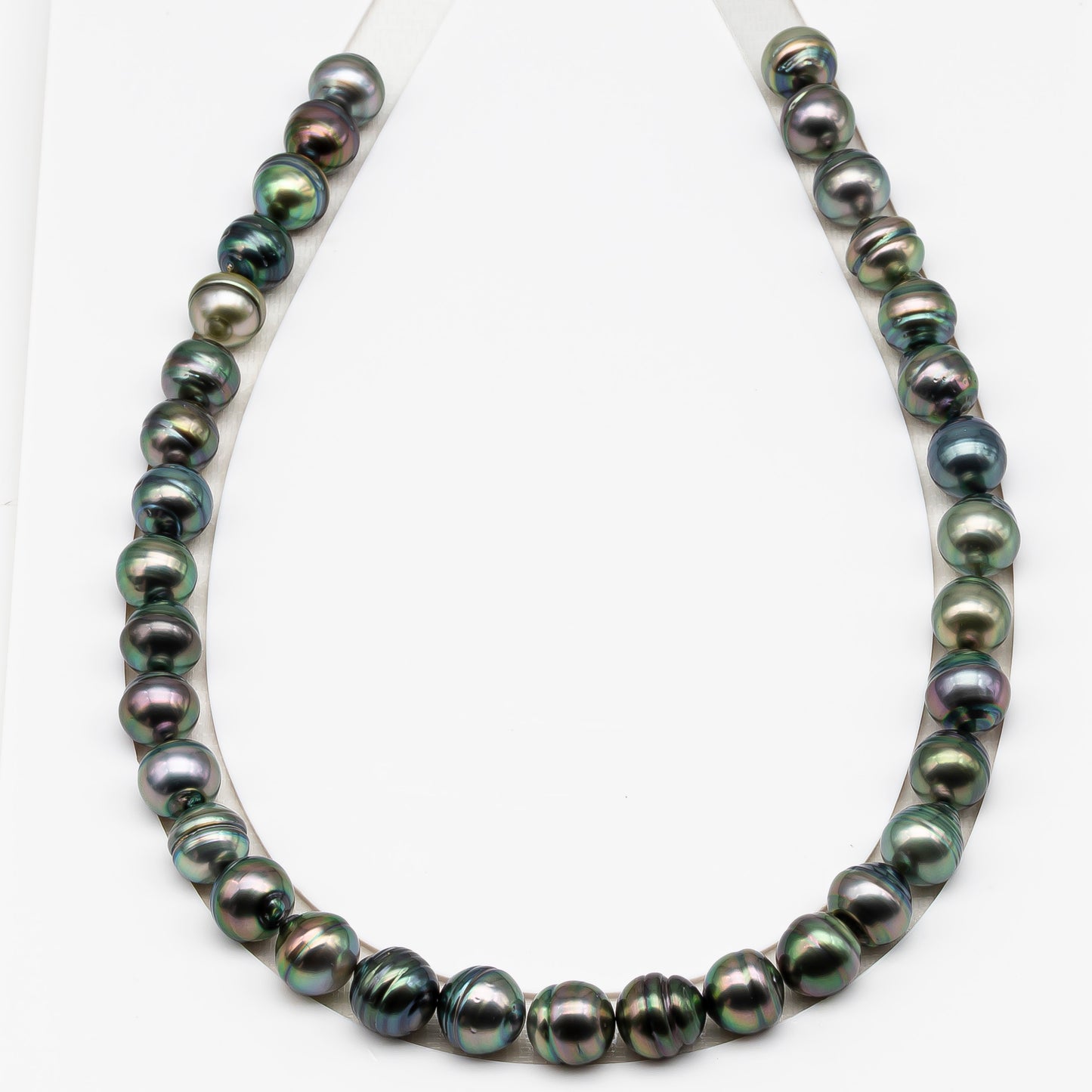11-12mm Tahitian Pearl in Full Strand (No Hole), Natural Colors , Temporarily Strung Black Pearls for Jewelry Making, SKU # 3335TH