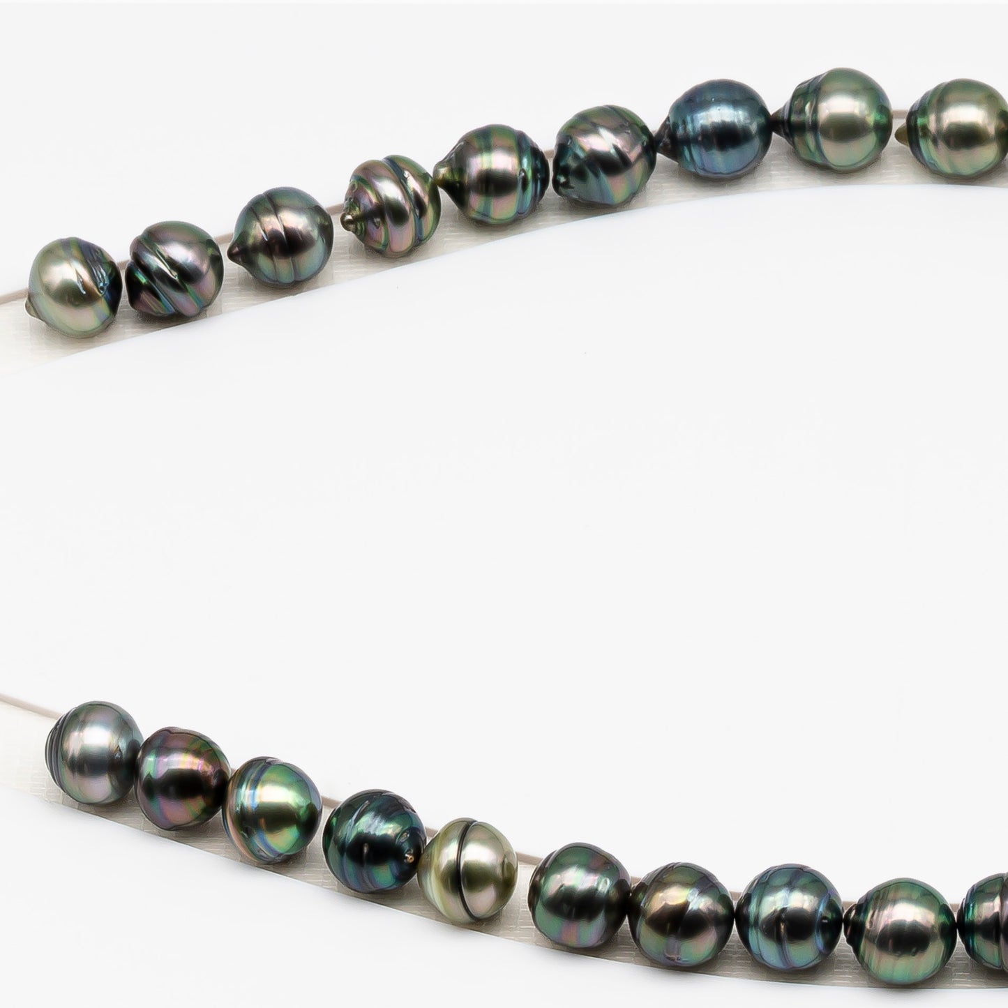 11-12mm Tahitian Pearl in Full Strand (No Hole), Natural Colors , Temporarily Strung Black Pearls for Jewelry Making, SKU # 3335TH