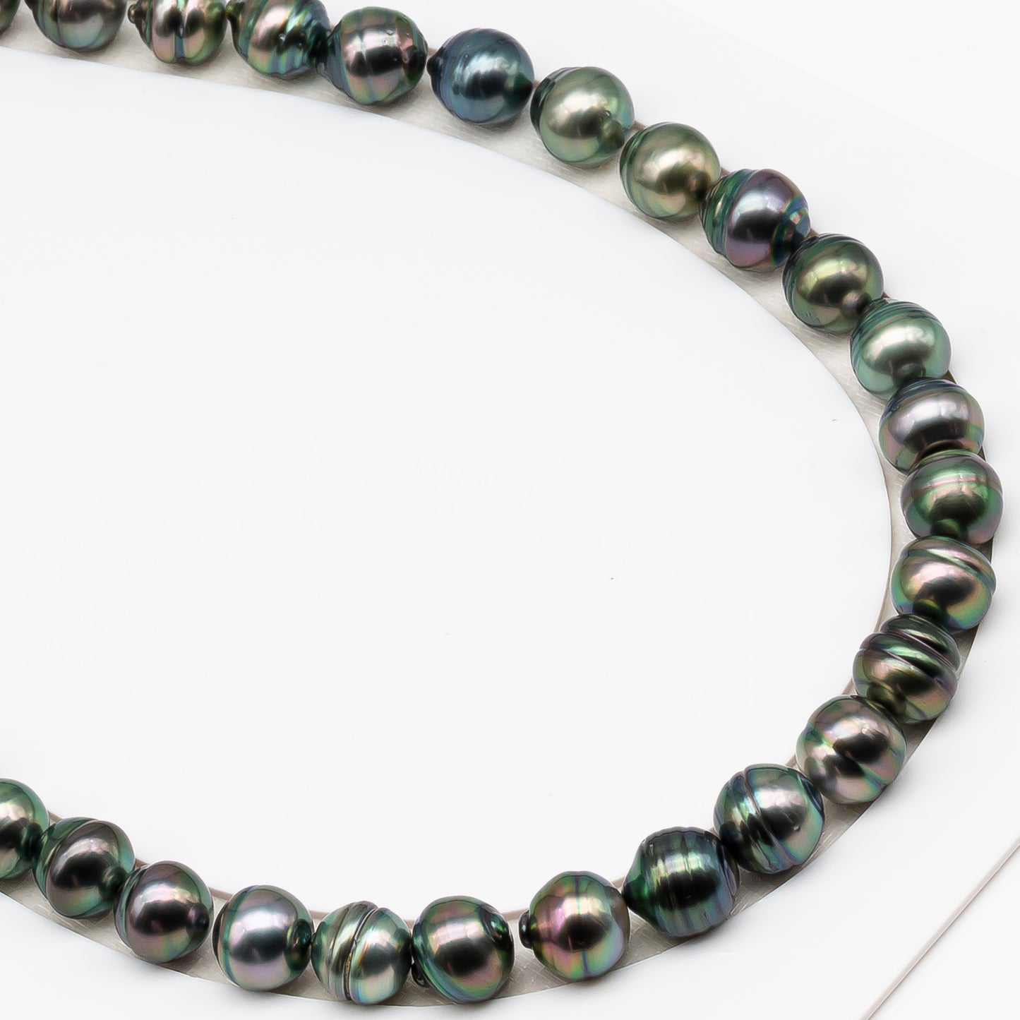 11-12mm Tahitian Pearl in Full Strand (No Hole), Natural Colors , Temporarily Strung Black Pearls for Jewelry Making, SKU # 3335TH