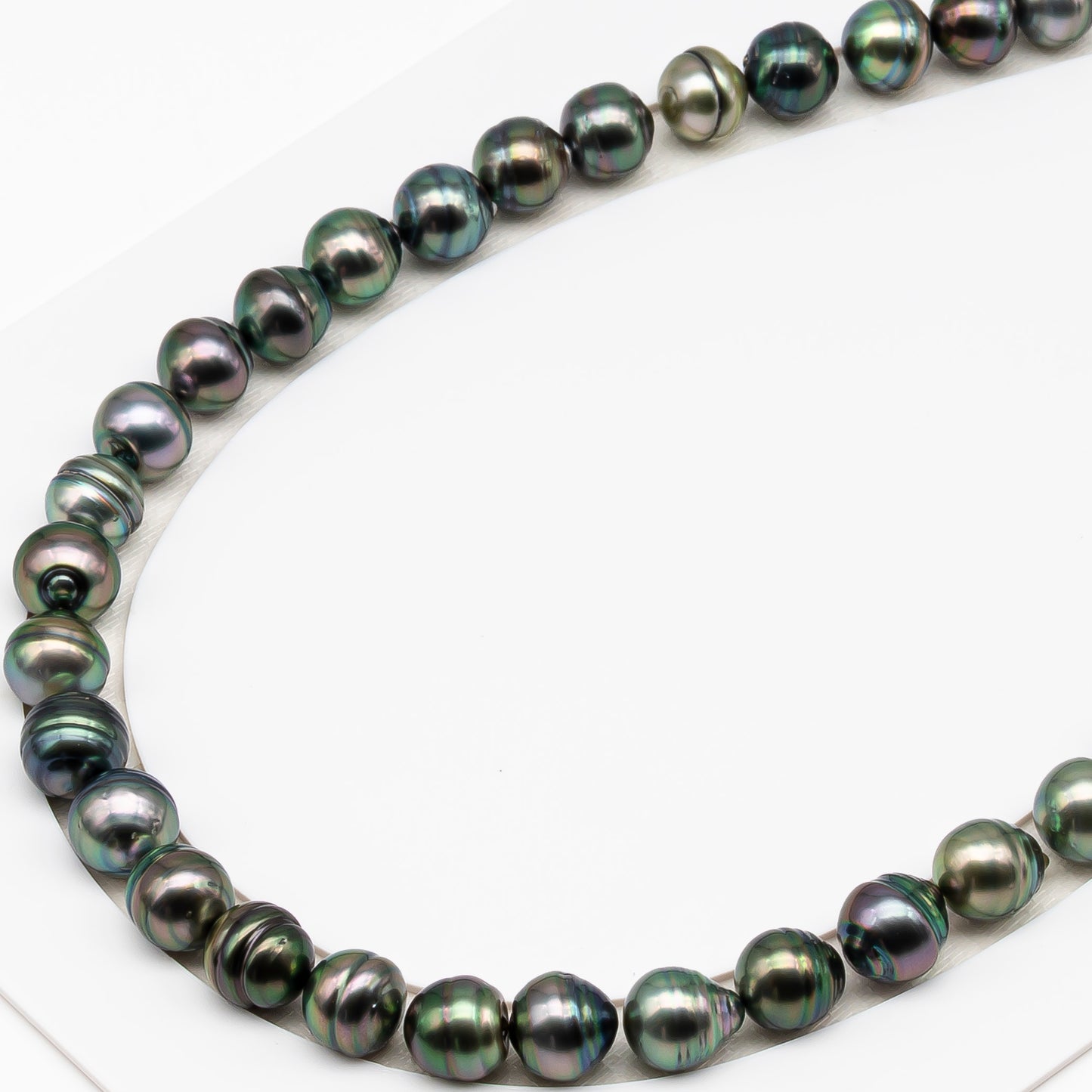11-12mm Tahitian Pearl in Full Strand (No Hole), Natural Colors , Temporarily Strung Black Pearls for Jewelry Making, SKU # 3335TH