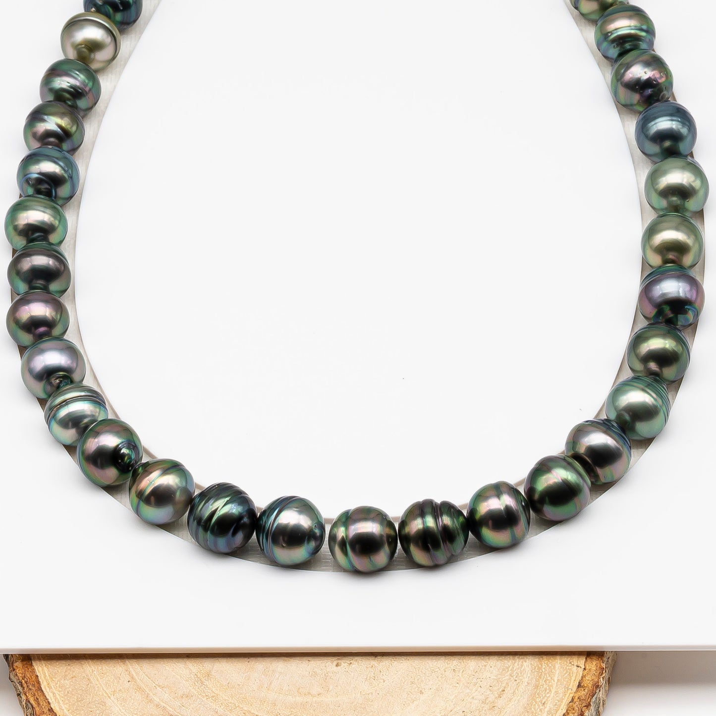 11-12mm Tahitian Pearl in Full Strand (No Hole), Natural Colors , Temporarily Strung Black Pearls for Jewelry Making, SKU # 3335TH